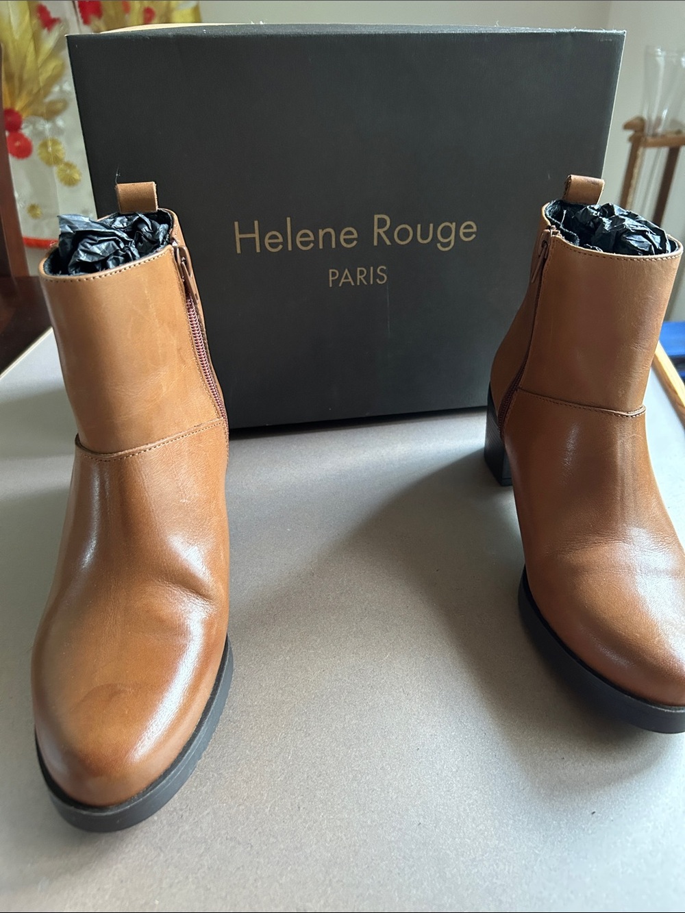 Women's Tan Leather Ankle Booties